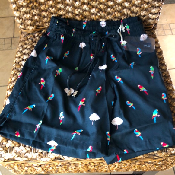 Kenny Flowers The Parrots and Palapas Swim Trunks